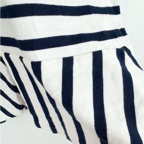 J. Crew Womens Peplum Striped Shirt Navy White Nautical Short Sleeve Medium - Picture 3 of 7